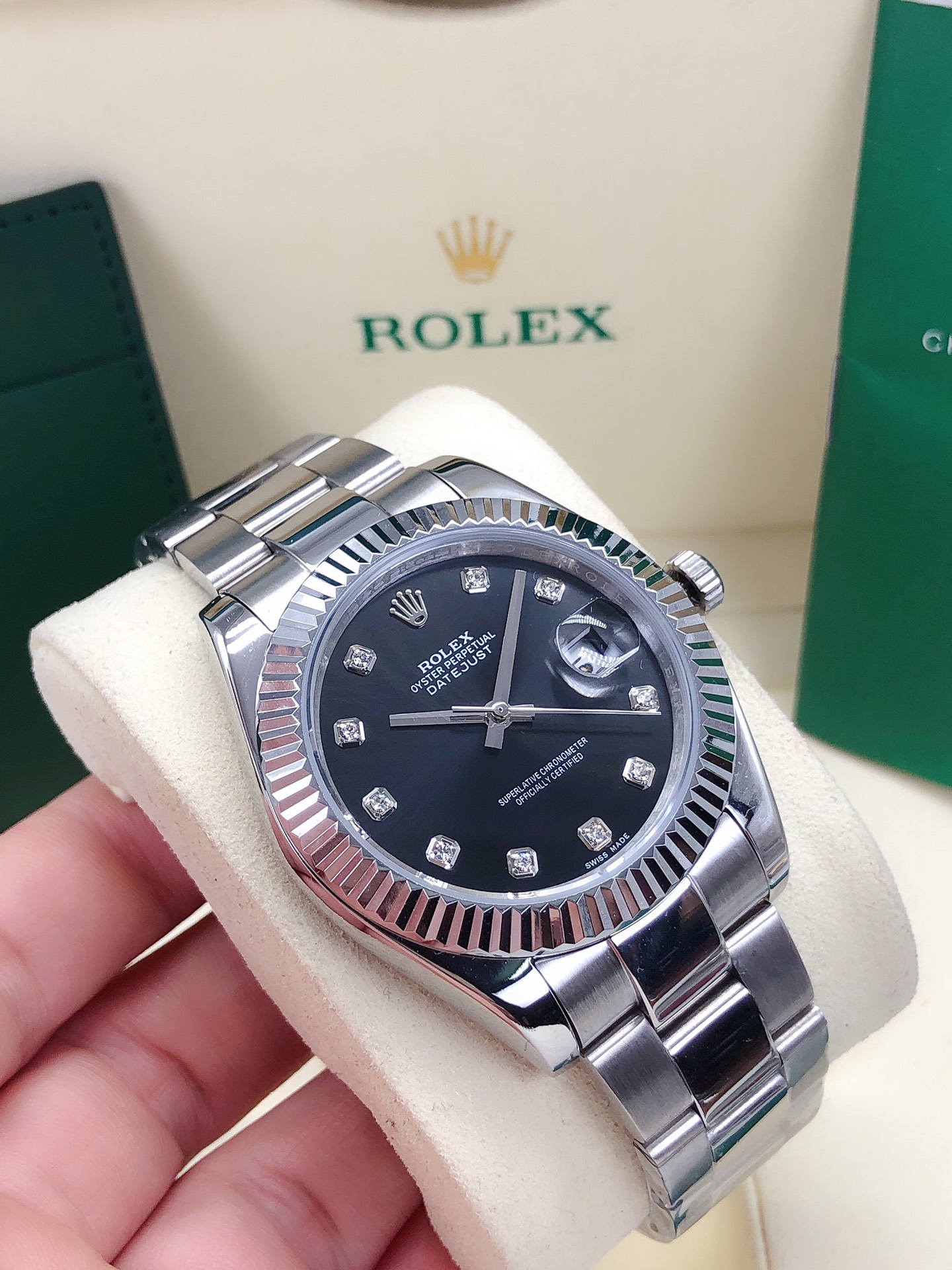 Rolex Datejust Black Dial Automatic- 40mm -Replica Watches