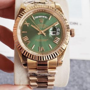 Rolex Daydate Rose Gold Green Dial Automatic Luxury - 40mm Replica Watches