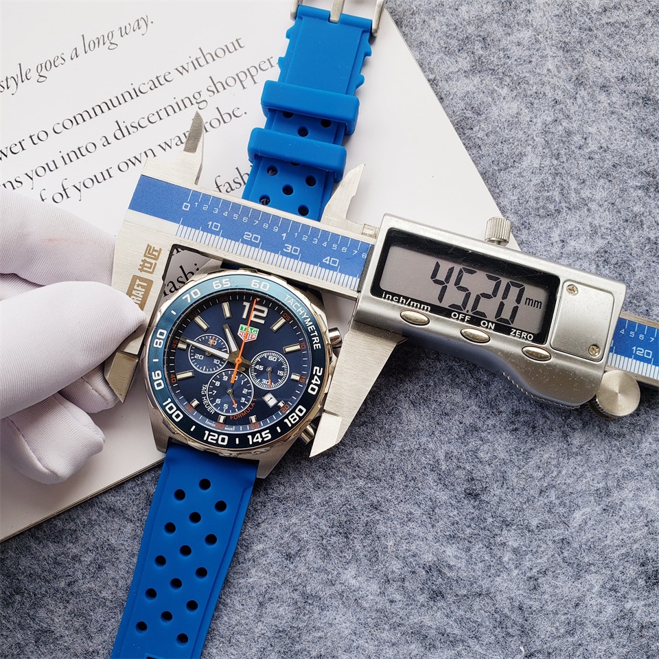 Tag Heuer F1 Blue Rubber Strap/Chronograph/ Luxury Tag Watch For Men's- 45mm -Replica watches