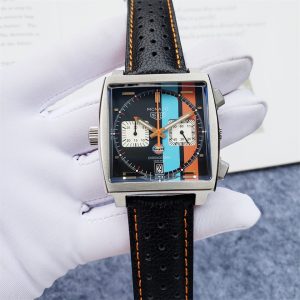 Tag Heuer Monaco Black Leather Strap / Chronograph/ Luxury Tag Watch For Men's- 39mm -Replica watches