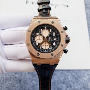 AP Audemars Piguet Black Leather Strap/ AP Chronograph - 42mm