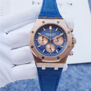 AP Audemars Piguet Blue Leather Strap/ AP Chronograph - 42mm -Replica watches
