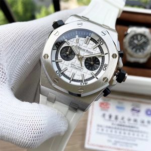 AP Audemars Piguet White Rubber Strap / AP Royal Oak Offshore Quartz Movement- 42mm