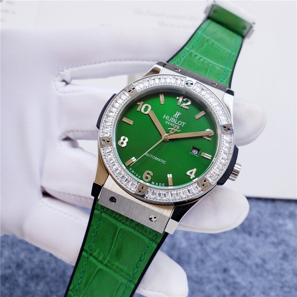 Hublot Geneva Big Bang Green Leather Strap Iced For Automatic Movement - 42mm -Replica watches