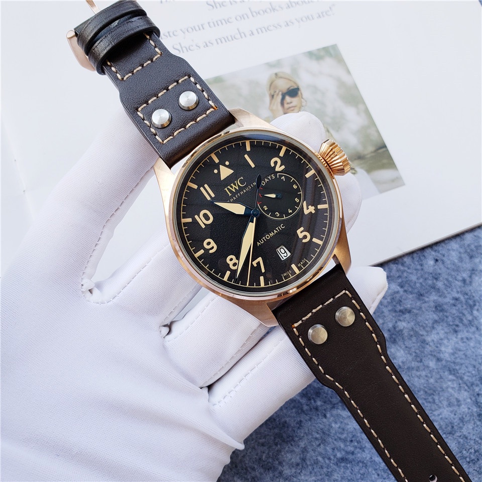 IWC Schaffhausen Automatic movement Leather strap -Replica watches