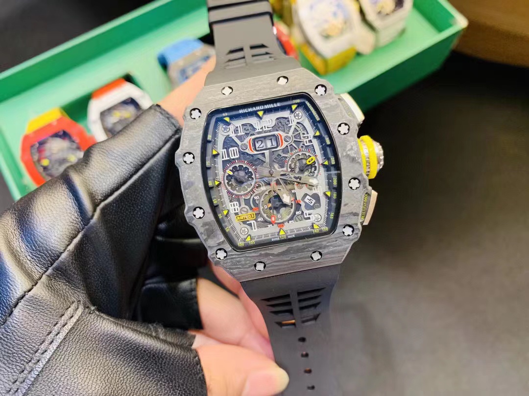 Richard Millie Automatic Movement Chronograph black Rubber strap RM -Replica watches